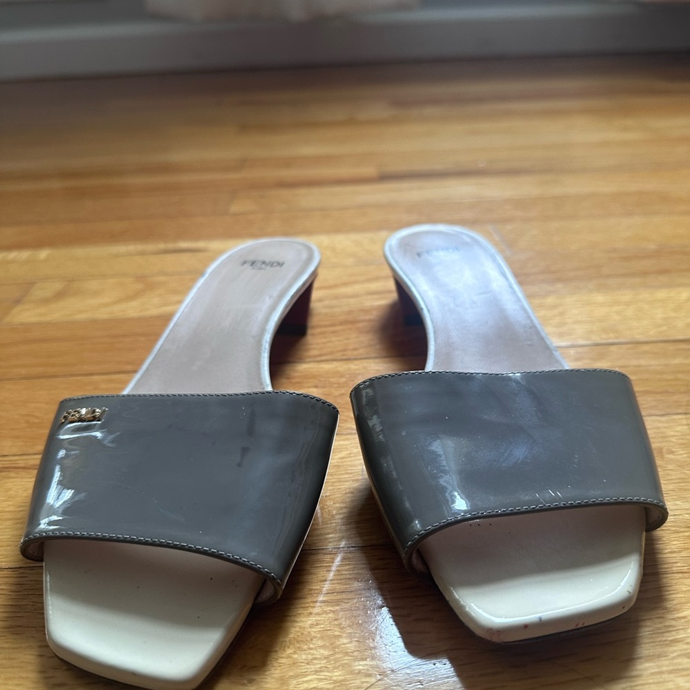 Fendi Taupe and orangePatent Leather Sandals with a funky vibe. - Picture 13 of 13